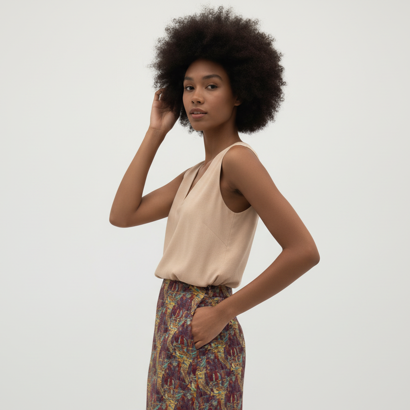Autumnal Abstract Pencil Skirt — Earthy Boho Print