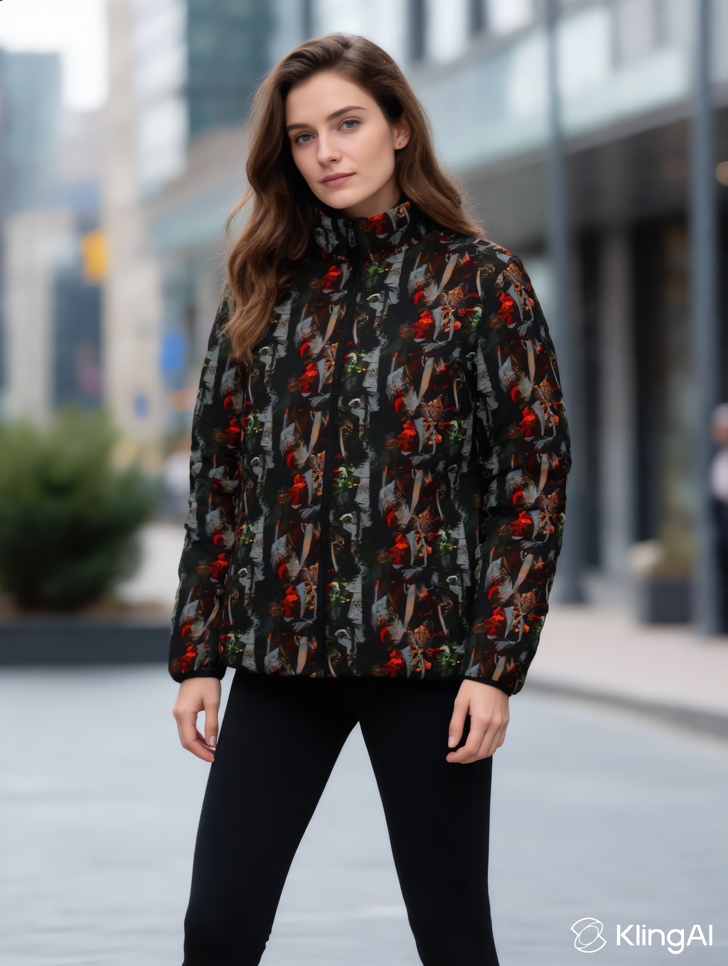 Stylish Womens Puffer Jacket with Floral Design, Trendy Outerwear, Ideal for Winter, Cozy Fashion, Gift for Her