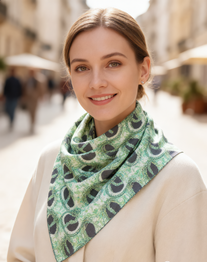 Green chiffon Scarf abstract printed scarf is stylish everyday scarfs| everyday chiffon scarfs lightweight summers gift