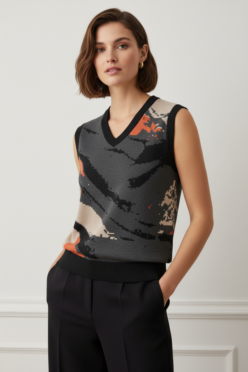 Knit V-neck vest