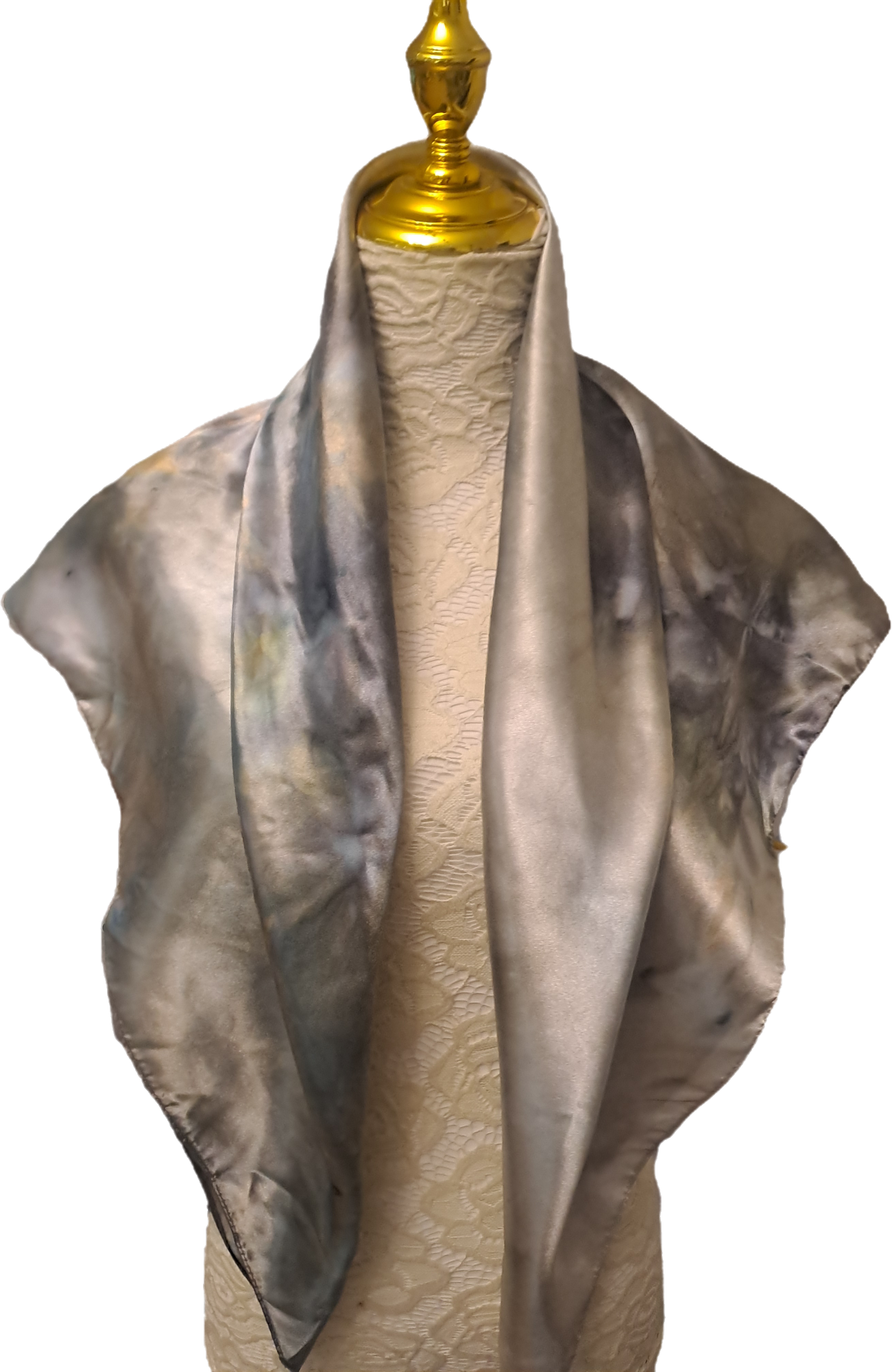 Luxe Shimmer Silk Scarf in Silver Bronze Ombre
