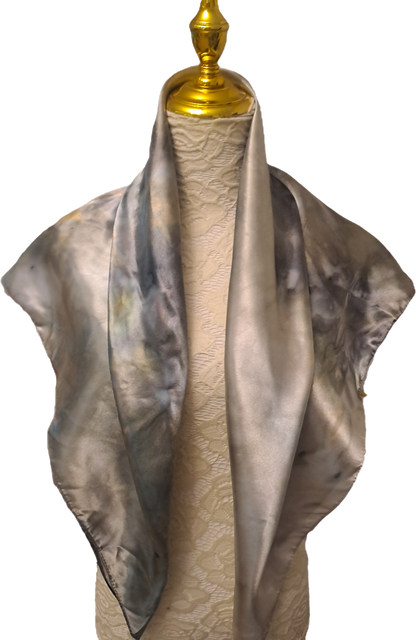 Luxe Shimmer Silk Scarf in Silver Bronze Ombre
