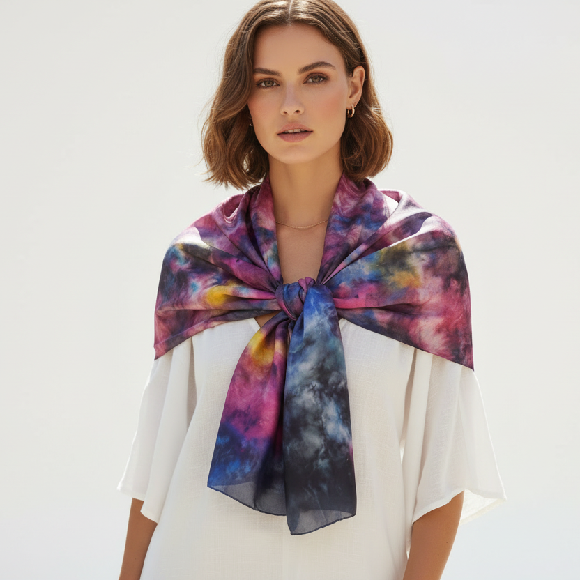 Silk Scarves- Multi-Coloured Rainbow Scarf