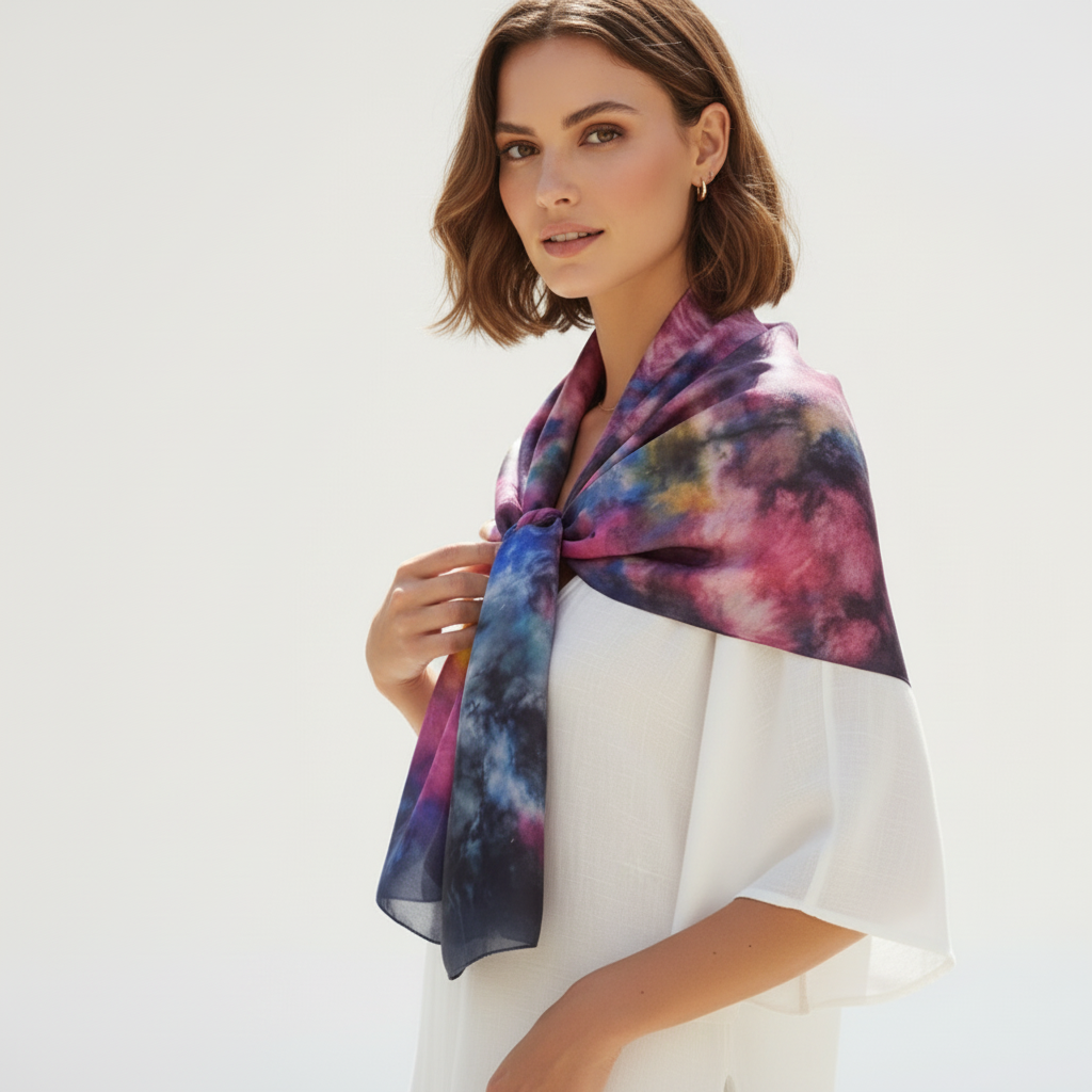 Silk Scarves- Multi-Coloured Rainbow Scarf