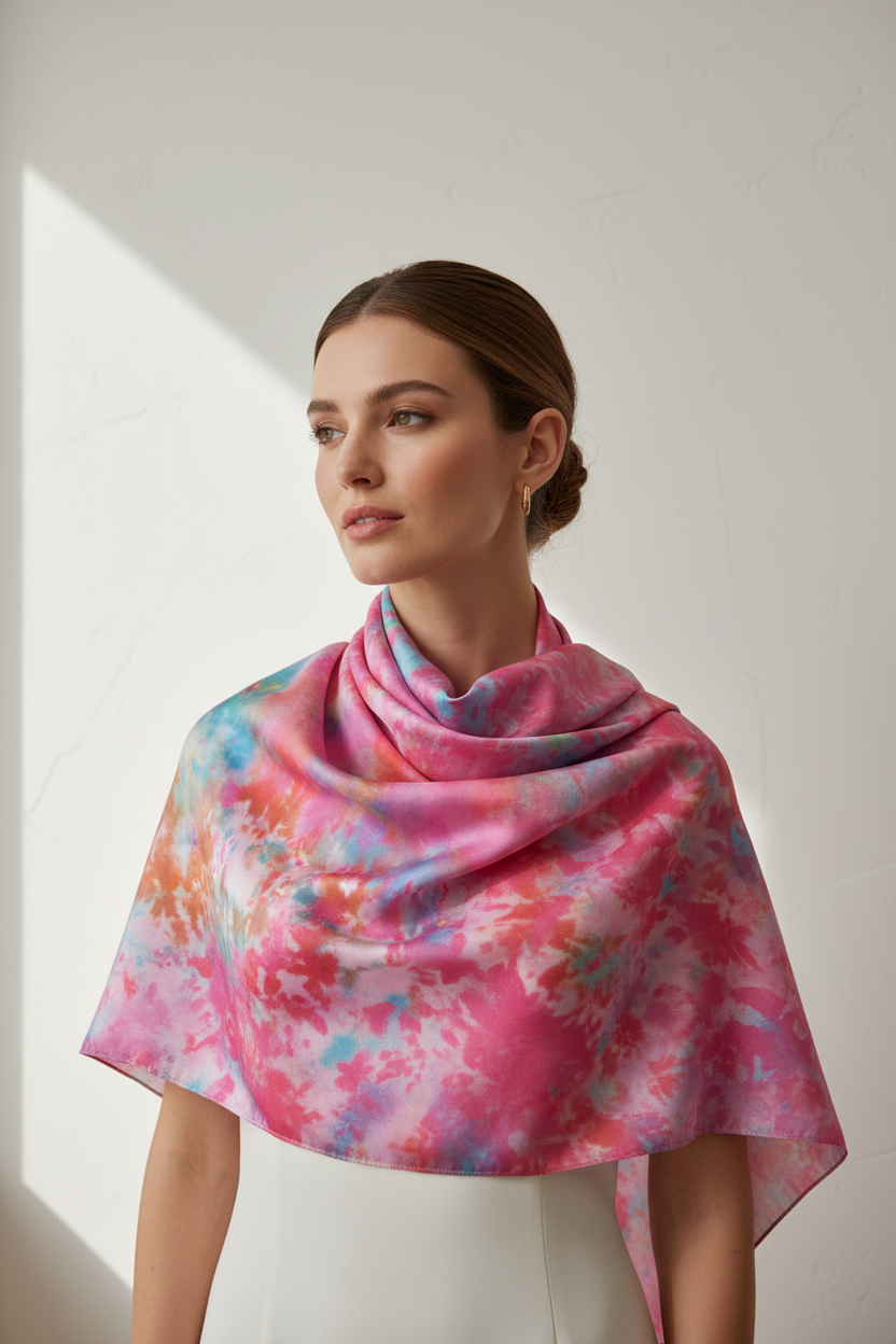 Blush Spectrum Silk Square Scarf
