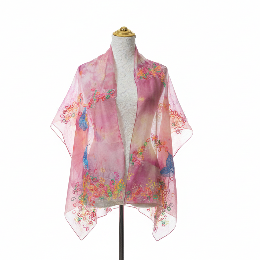 Pink Shawls With Rubberband Lace