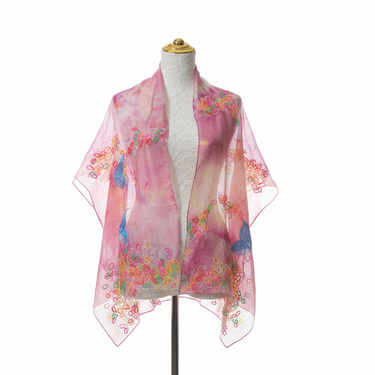 Pink Shawls With Rubberband Lace