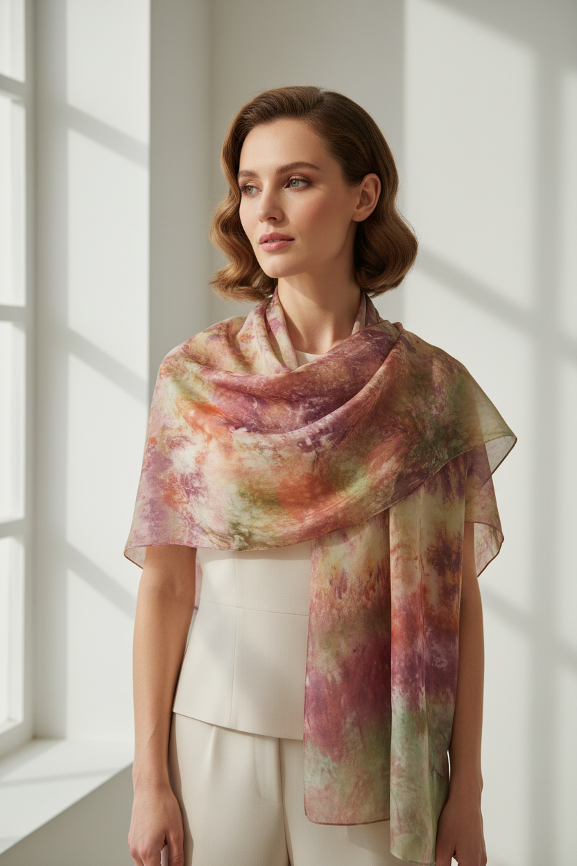Beautiful silk scarf hand-dyed scarf