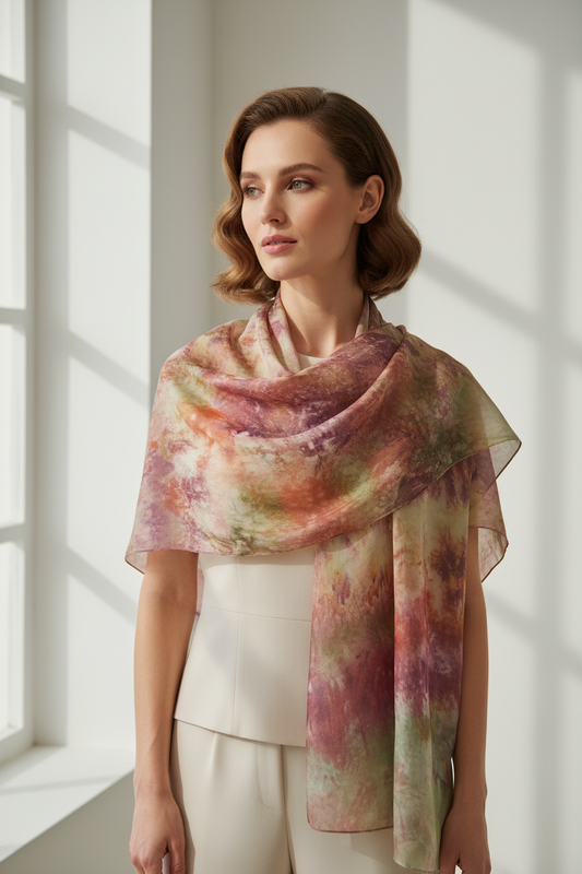 Beautiful silk scarf hand-dyed scarf