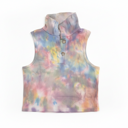 Pastel Tie-Dye Sleeveless Ribbed Top