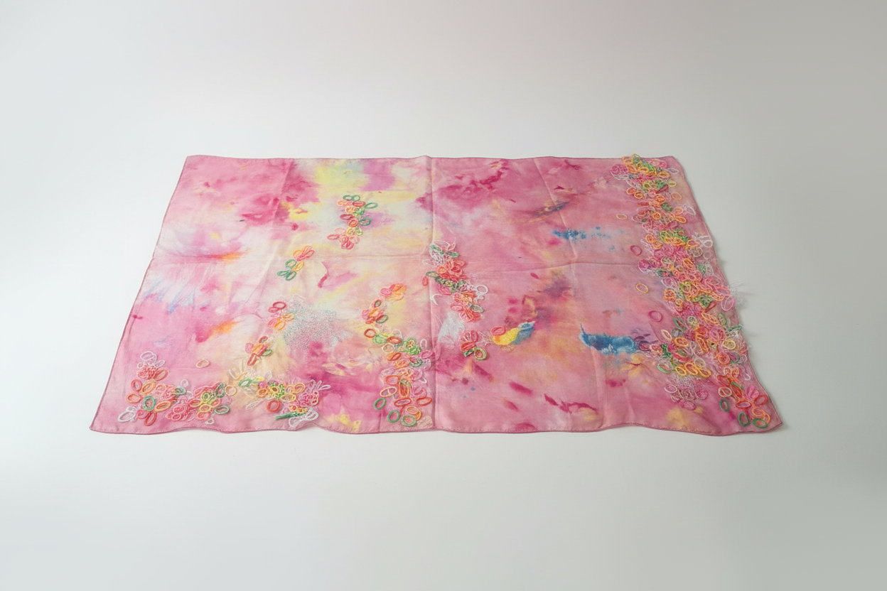 Pink Shawls With Rubberband Lace
