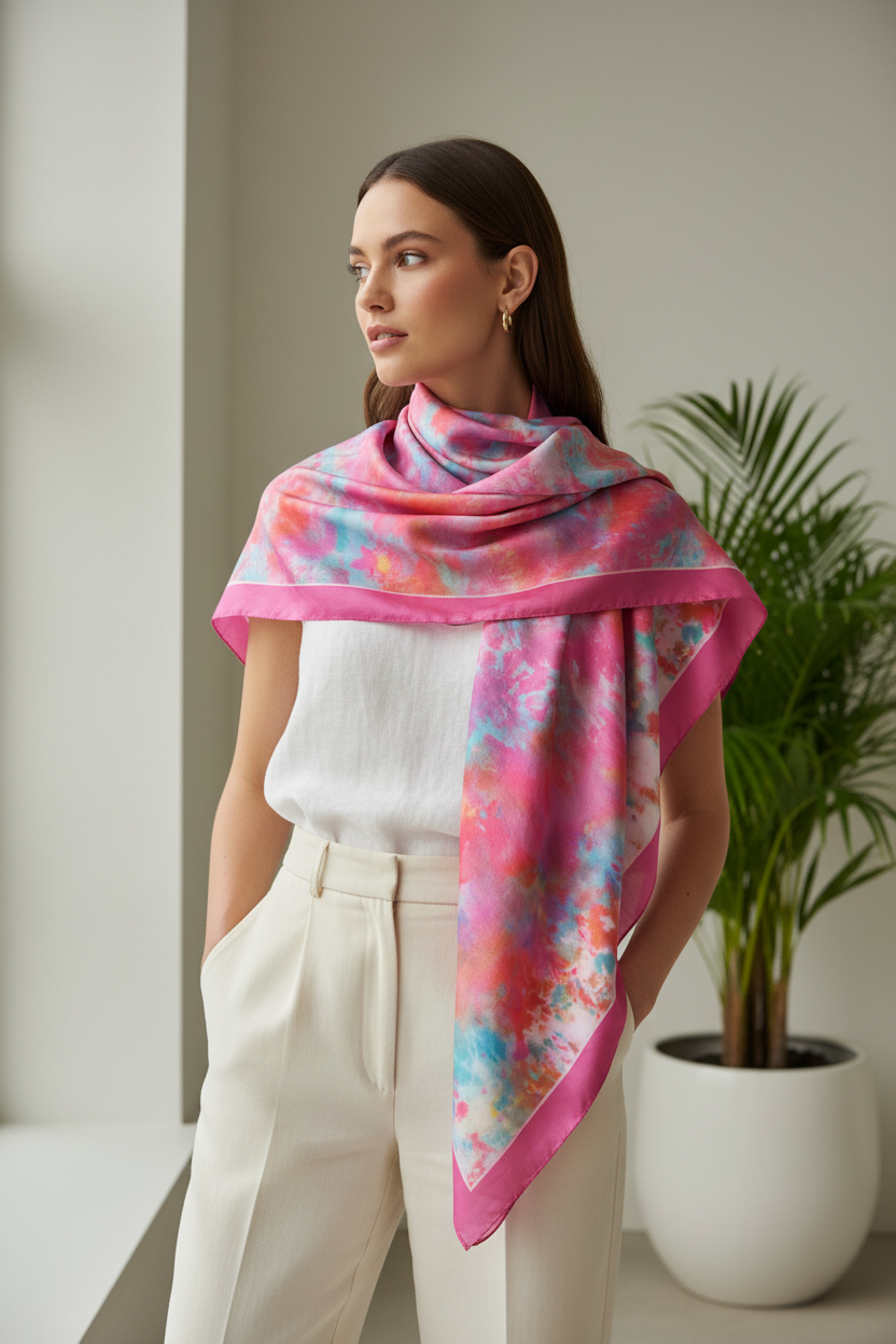 Blush Spectrum Silk Square Scarf
