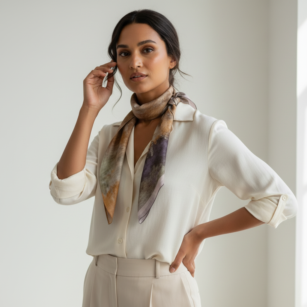The Earth-Toned Ethereal Silk Scarf
