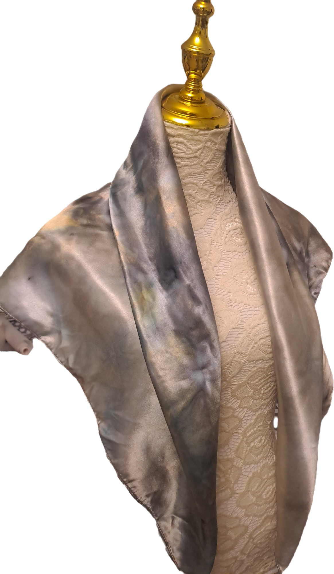 Luxe Shimmer Silk Scarf in Silver Bronze Ombre