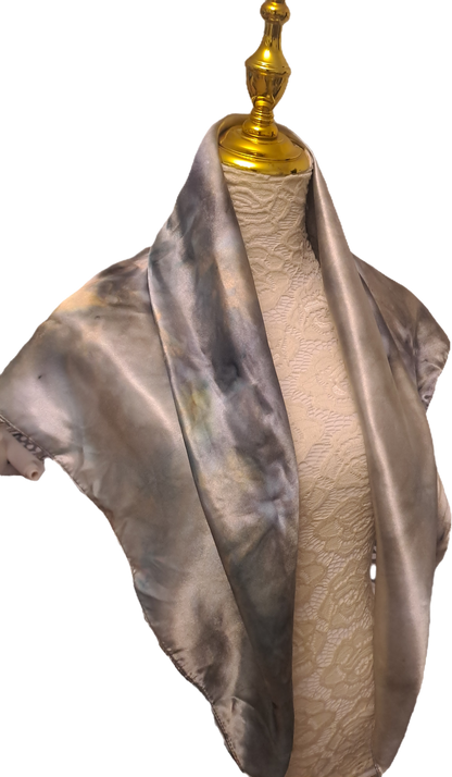 Luxe Shimmer Silk Scarf in Silver Bronze Ombre