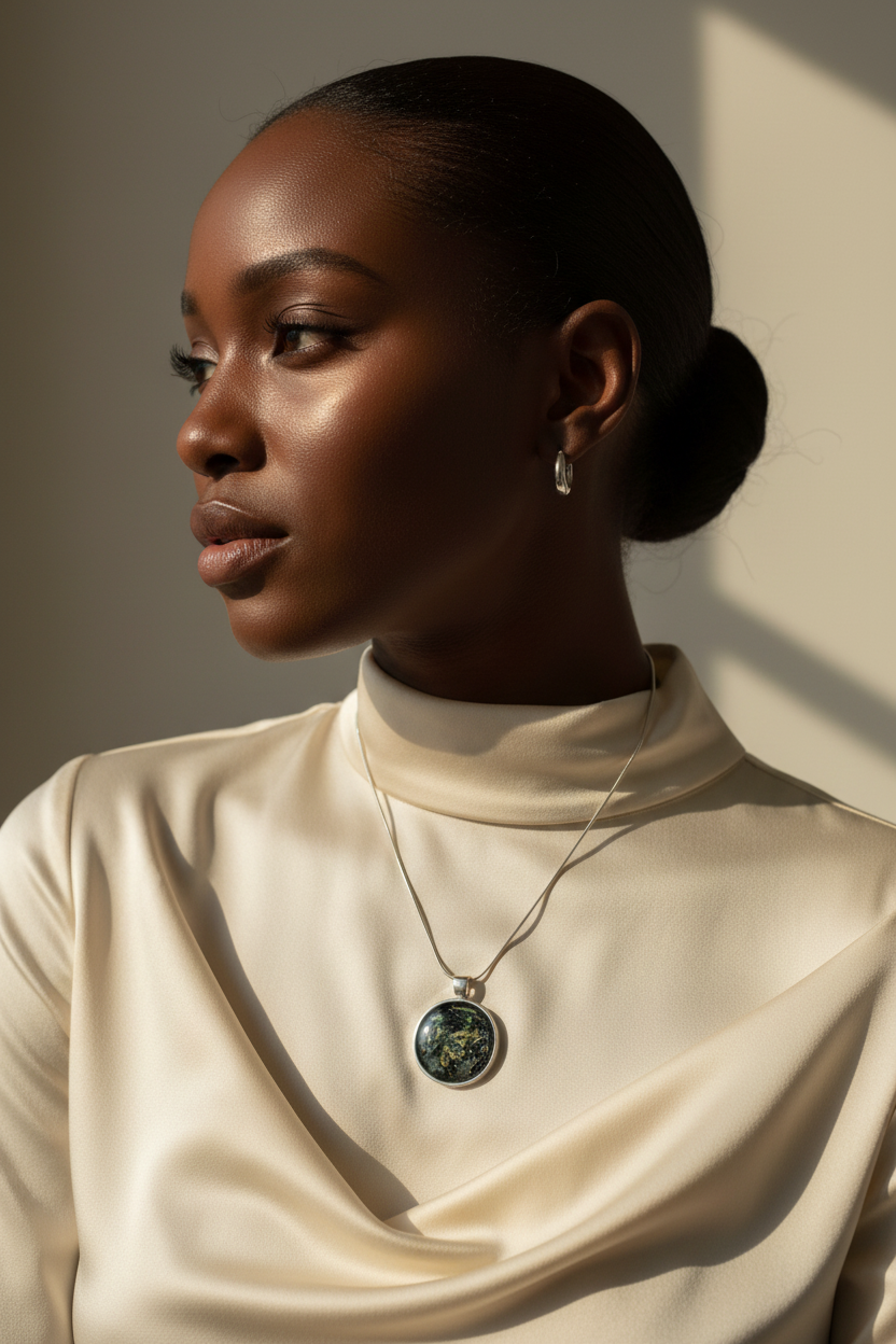 Handcrafted Green and Gold Resin Pendant Necklace | Unique Artistry | Boho Jewelry Gift