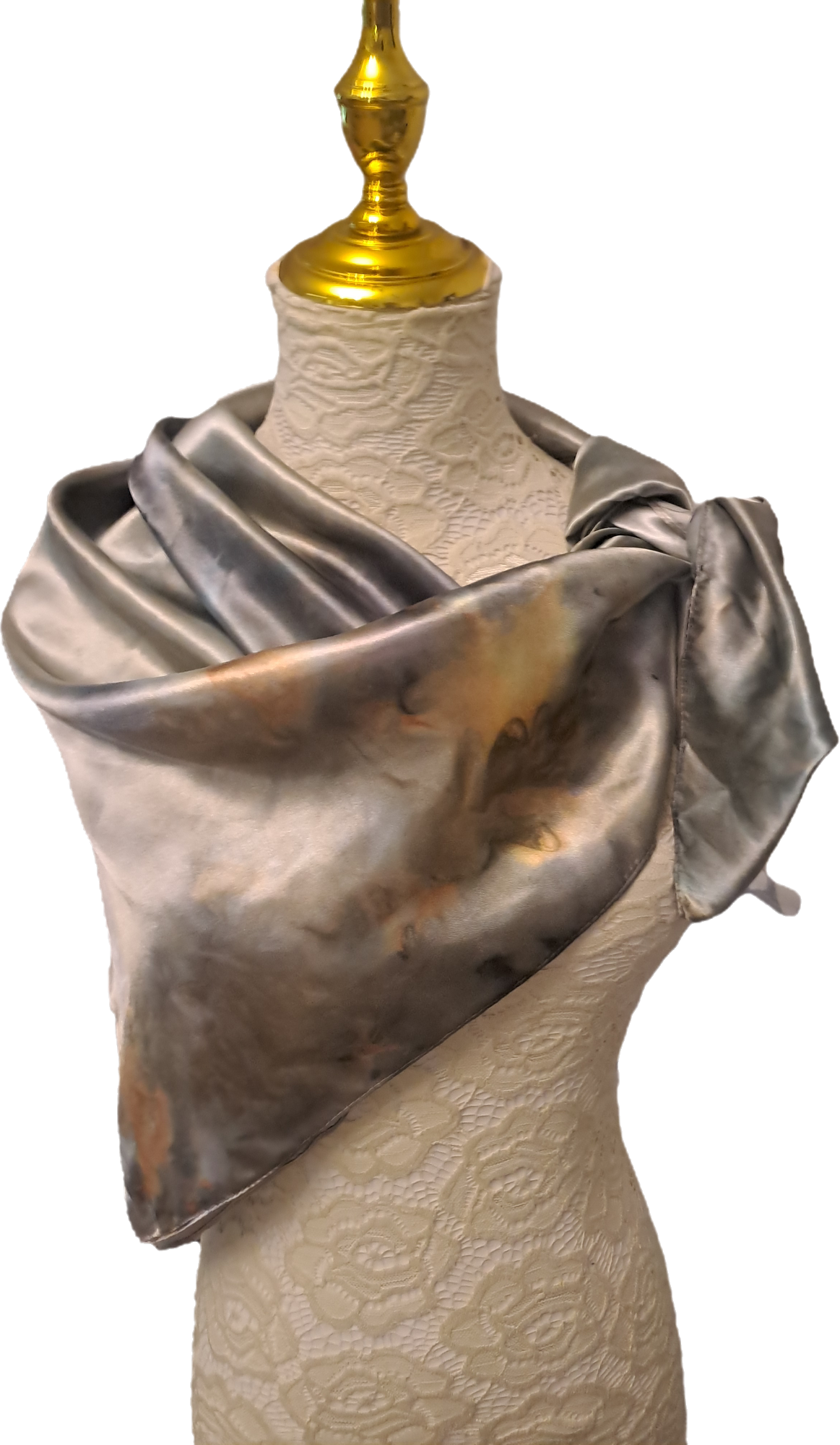 Luxe Shimmer Silk Scarf in Silver Bronze Ombre