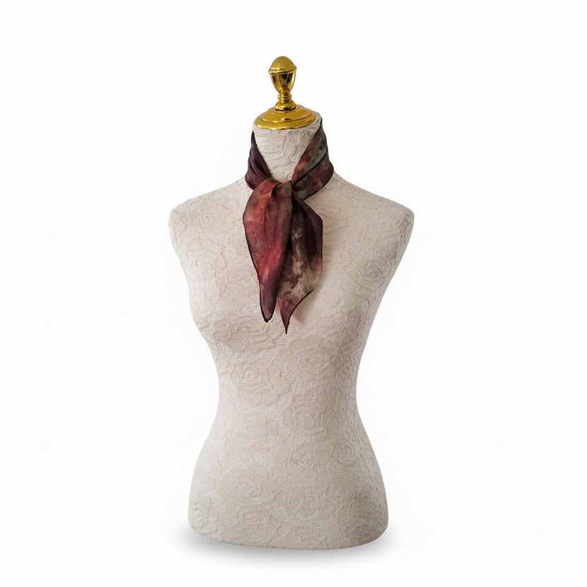 Red & Rusty Autumn Green Silk Scarf