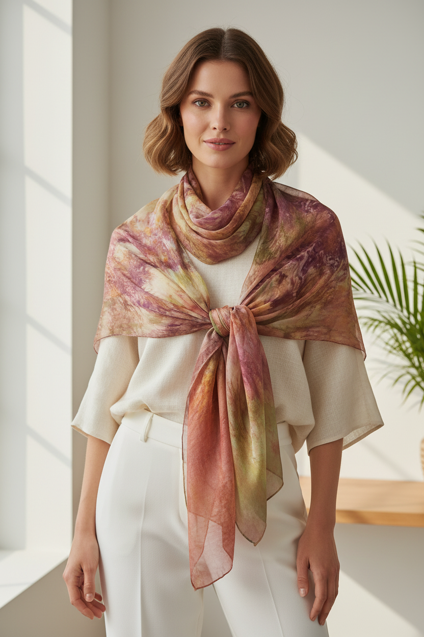Beautiful silk scarf hand-dyed scarf