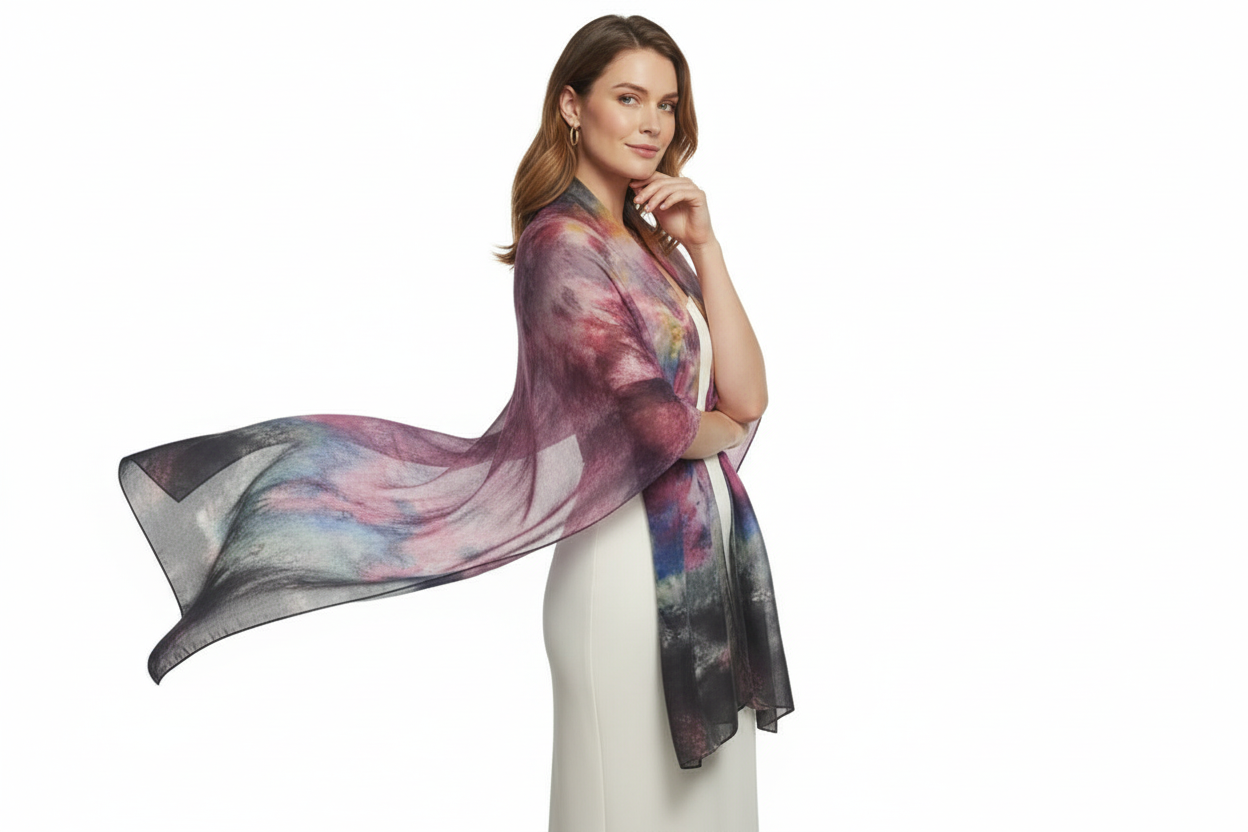 Silk Scarves- Multi-Coloured Rainbow Scarf